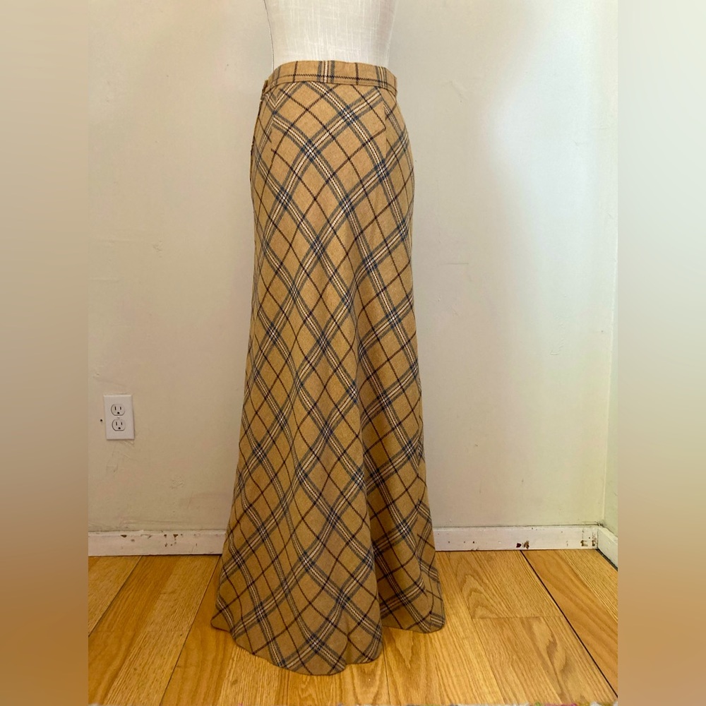 Vintage wool plaid maxi skirt